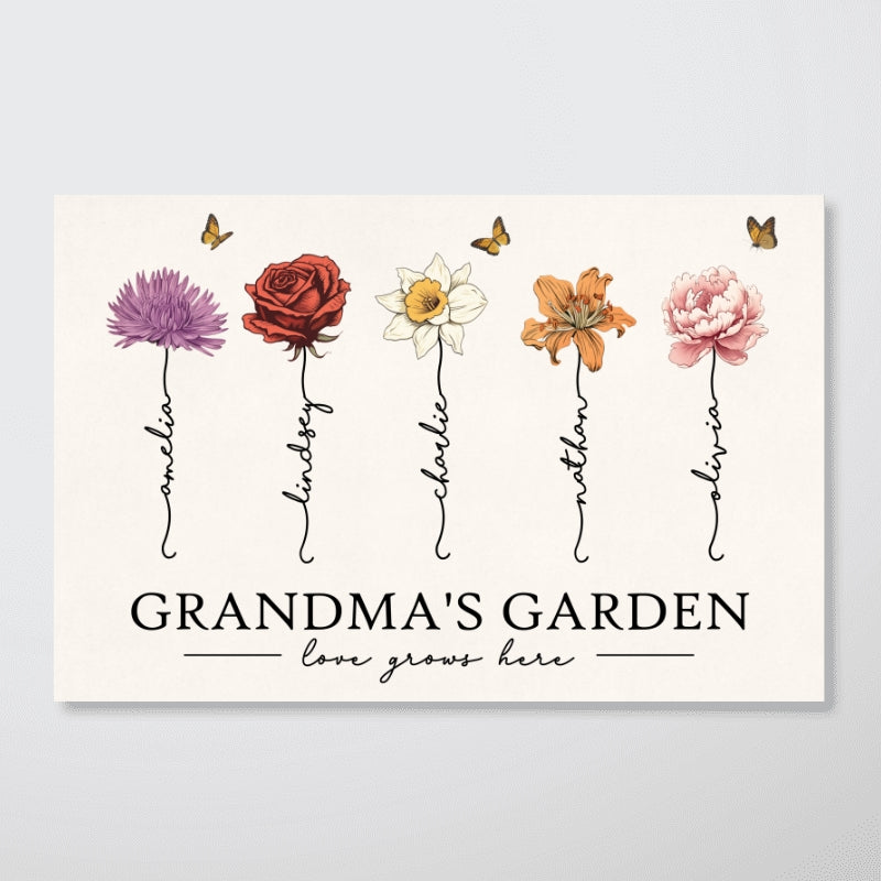 [FREE DELIVERY - Limited Time Offer] Grandma‘s Garden Love Grows Here Beautiful Birth Month Flower Gift For Grandma Mom Personalized Poster
