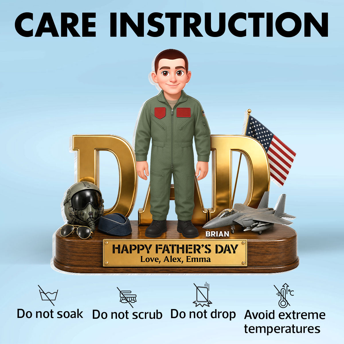 Proud American Air Force Dad You Are Our Hero - Personalized Acrylic Block Plaque -  Gift For Dad