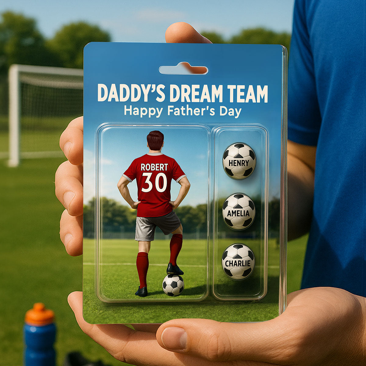 Daddy's Dream Team Soccer With Kids' Names Custom Figure Personalized Acrylic Block Plaque, Perfect  Gift for Him, for Husband, for Dad, for Soccer Lover
