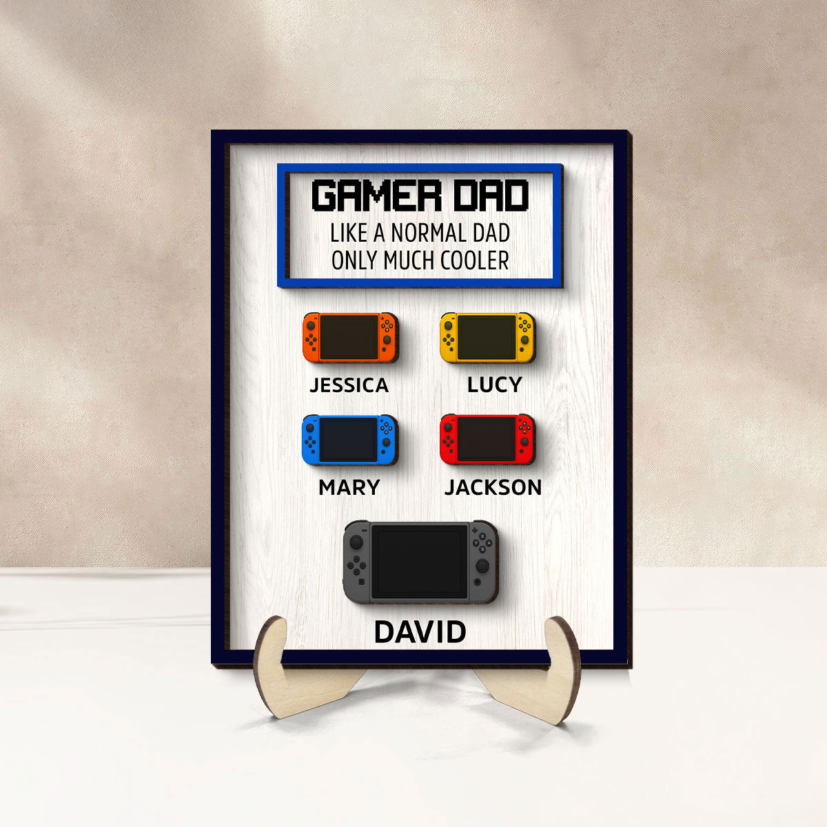 Gamer Dad Much Cooler Custom Controller Personalized 2-Layered Wooden Plaque,  Gift for Gamer Dads