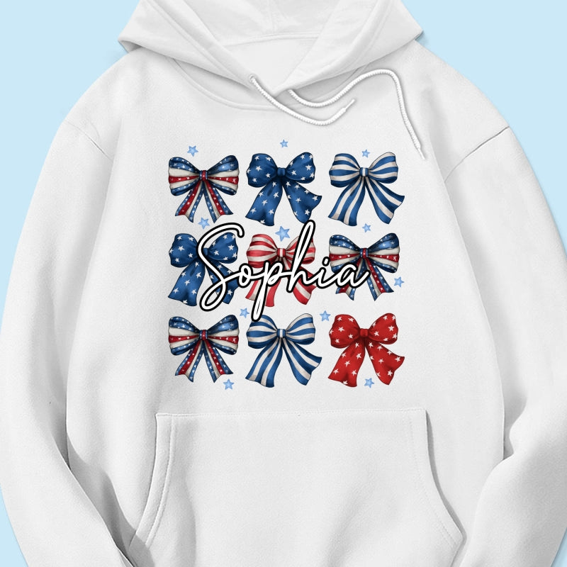 Coquette American Bows 4th Of July Independence Day Personalized Shirt, Gift For Mom, Wife, Girlfriend