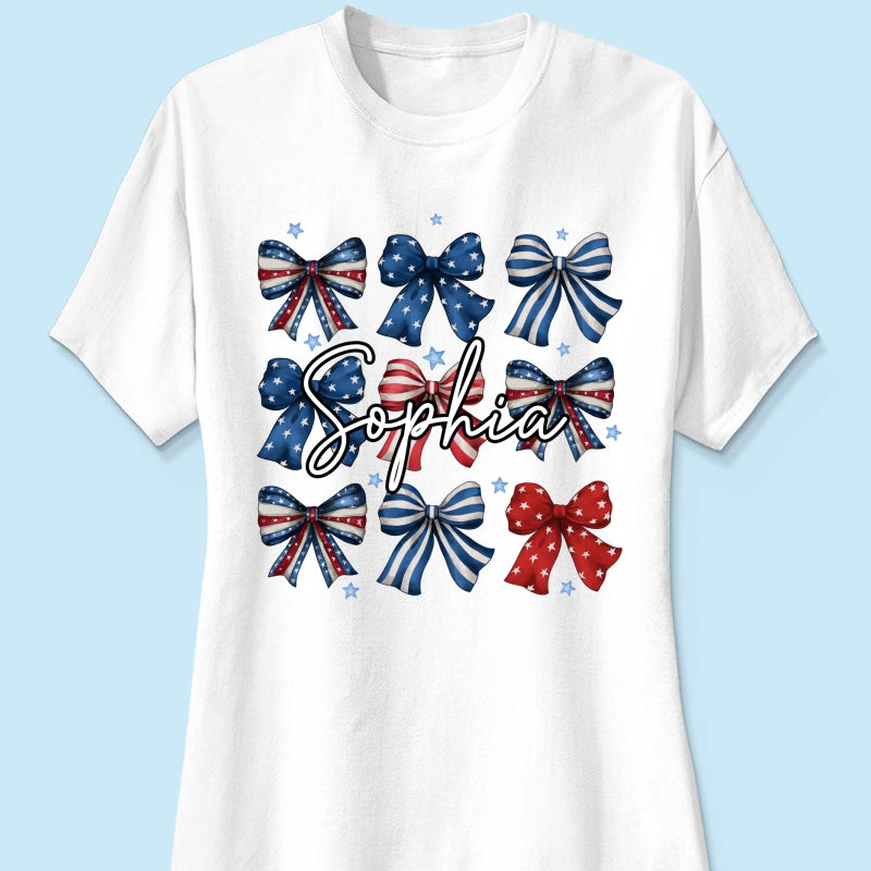 Coquette American Bows 4th Of July Independence Day Personalized Shirt, Gift For Mom, Wife, Girlfriend