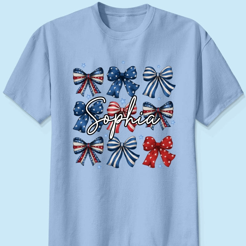 Coquette American Bows 4th Of July Independence Day Personalized Shirt, Gift For Mom, Wife, Girlfriend