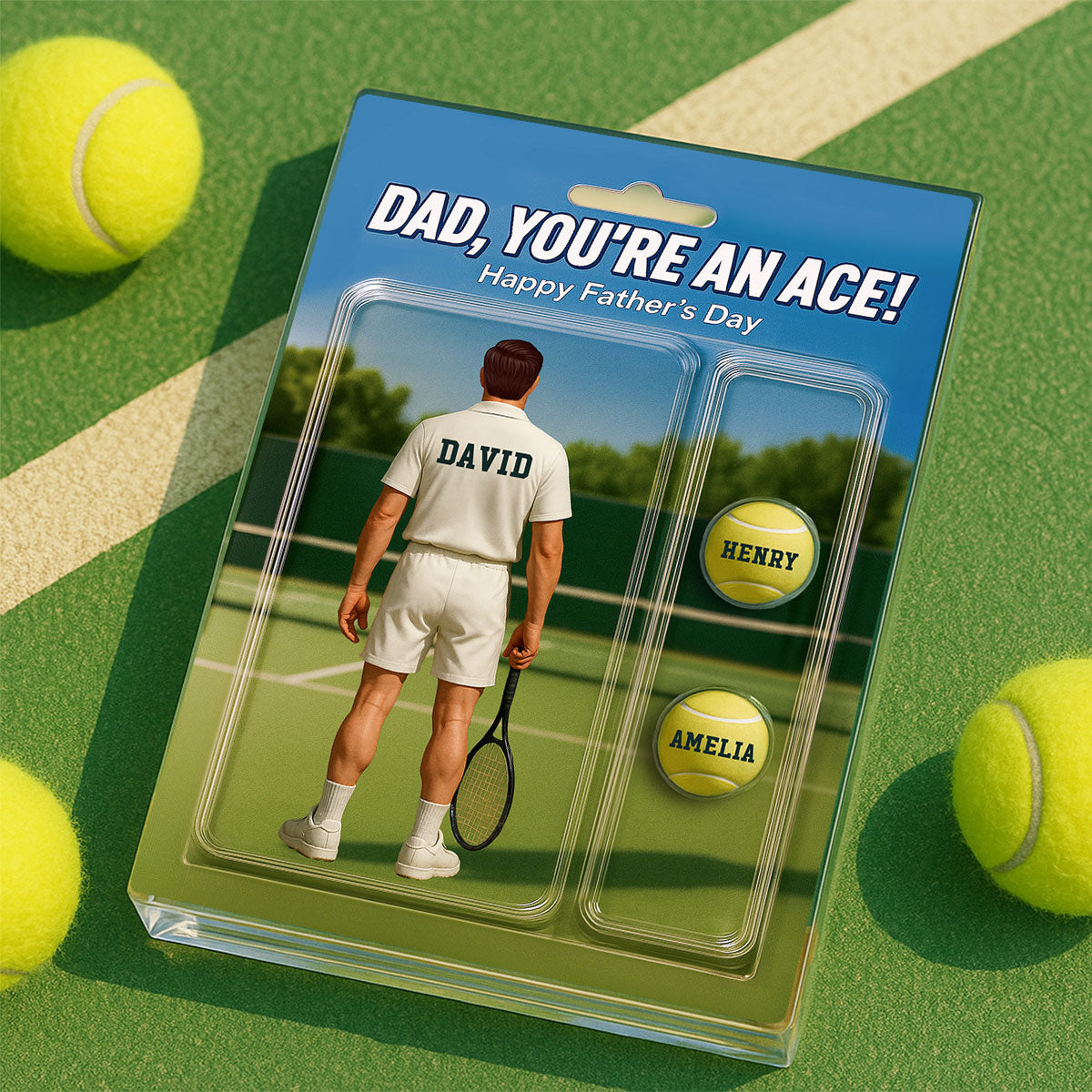 You're An Ace Tennis Dad With Kids' Names Custom Figure Personalized Acrylic Block Plaque,  Gift For Him, For Dad