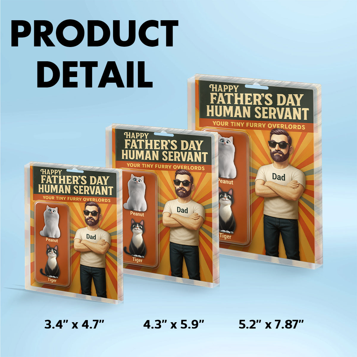 Happy  Human Servant Cat Dad Custom Action Figure Personalized Acrylic Block Plaque