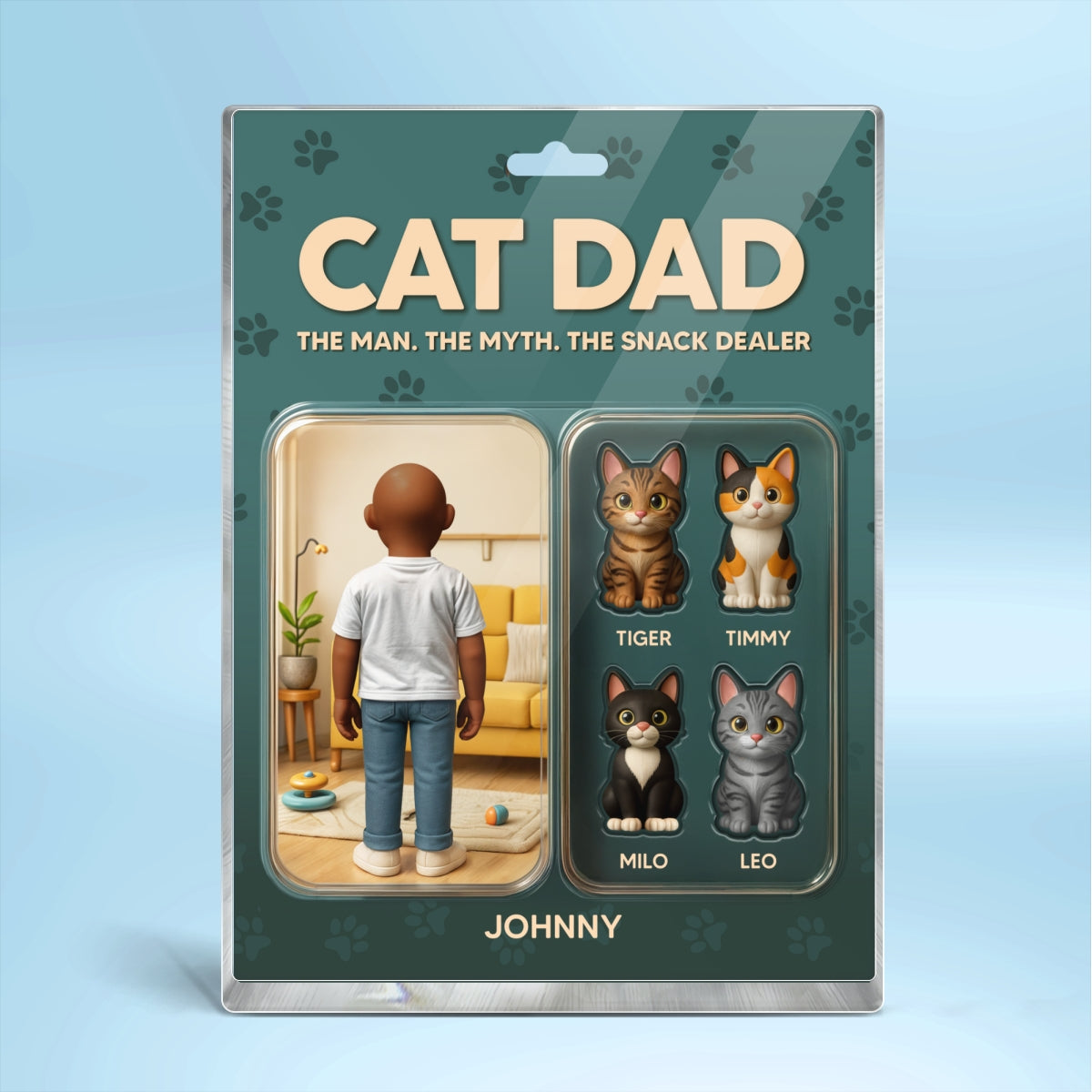 Cat Dad Cartoon Figures Style Personalized Acrylic Block Plaque,  Gift for Cat Lover