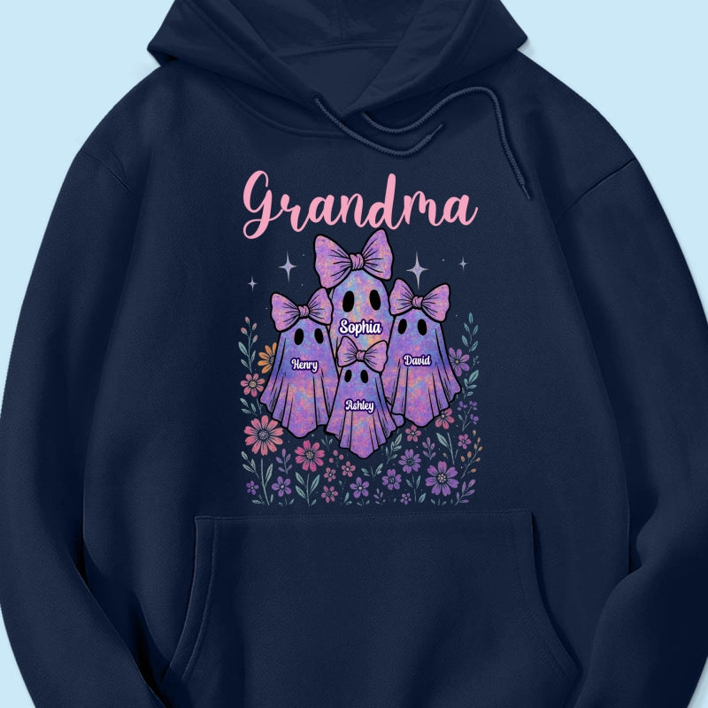 Grandma Mom Iridescent Cute Ghost Personalized Sweatshirt, Halloween Gift