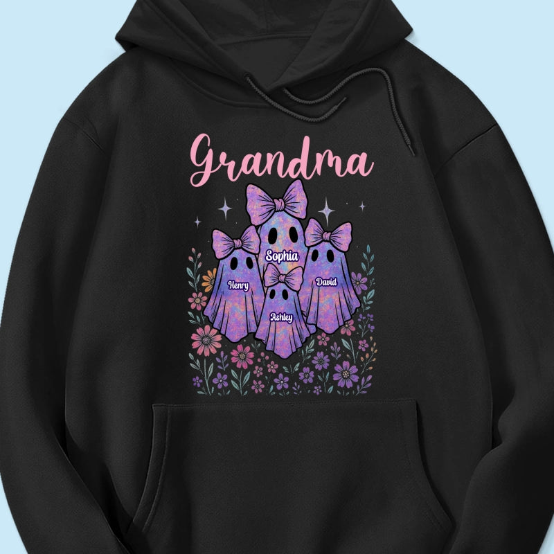 Grandma Mom Iridescent Cute Ghost Personalized Sweatshirt, Halloween Gift