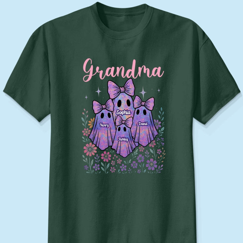 Grandma Mom Iridescent Cute Ghost Personalized Sweatshirt, Halloween Gift