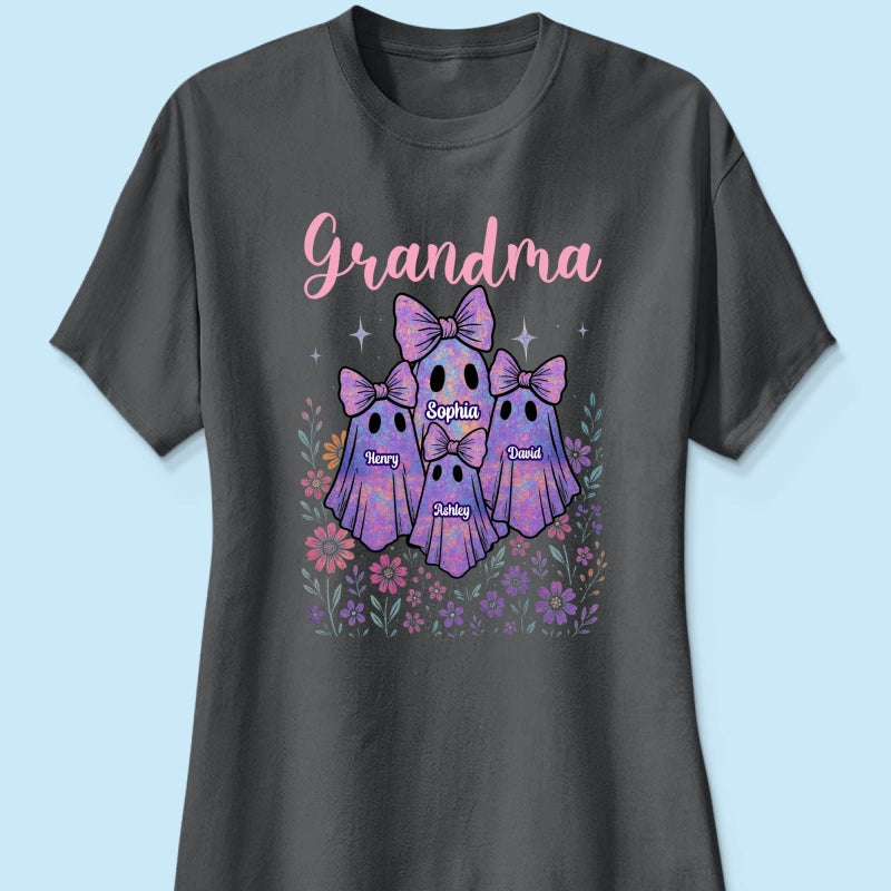 Grandma Mom Iridescent Cute Ghost Personalized Sweatshirt, Halloween Gift