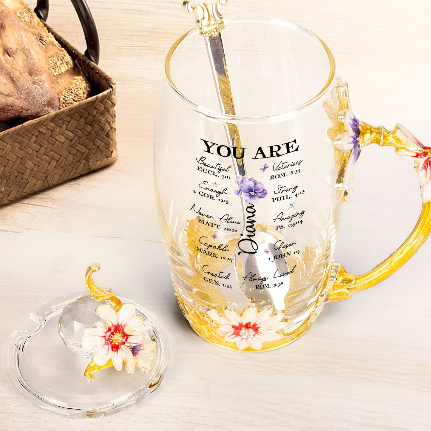 You Are Gifts - Personalized Enamel Flower Tea Cup