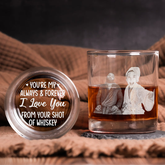 Father's Day Gifts, You're My Always & Forever - Personalized Whiskey Glass With Photo
