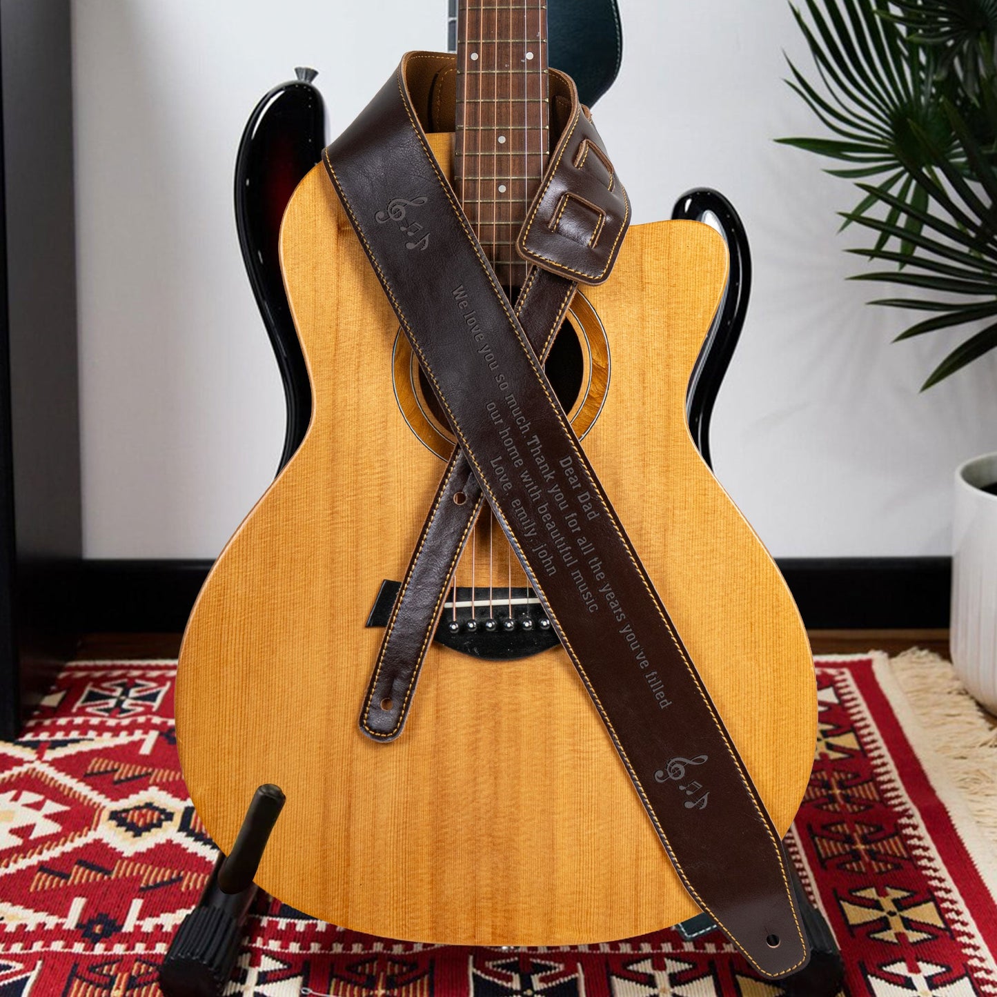 Father's Day Gifts, You've Filled Our Home With Beautiful Music - Personalized Leather Guitar Strap