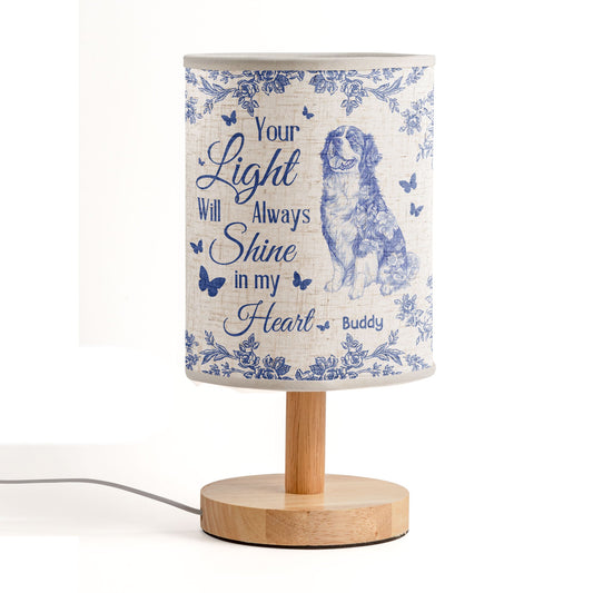 Your Light Will Always Shine In My Heart Dog Toile De Jouy - Personalized Fabric Lamp