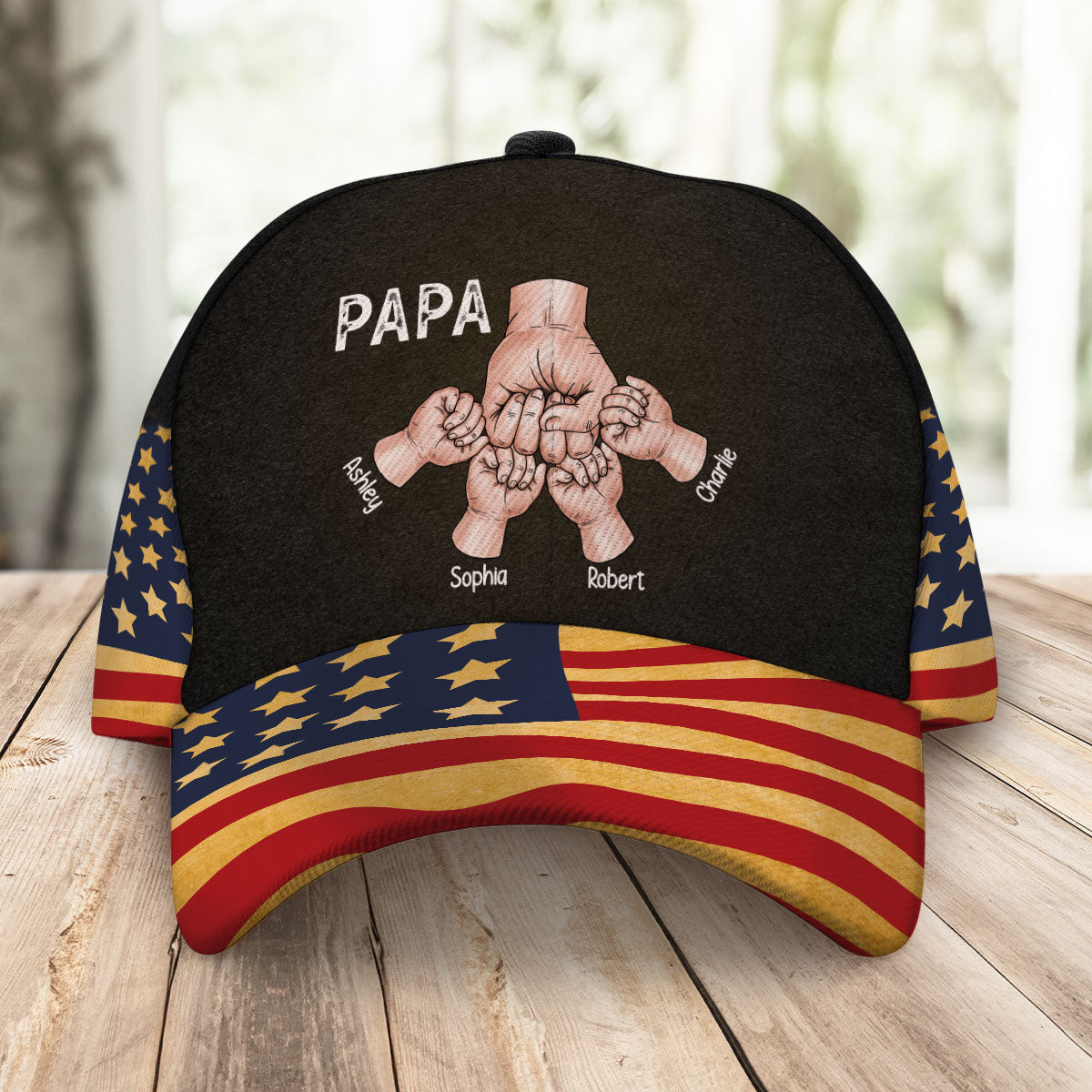 Grandpa Fist Bump Nation Flag Personalized Classic Cap, Father's Day Gift For Grandpa