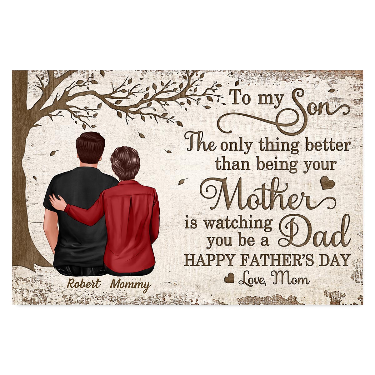 Under Tree To My Son From Mom Happy Father‘s Day Personalized Horizontal Poster
