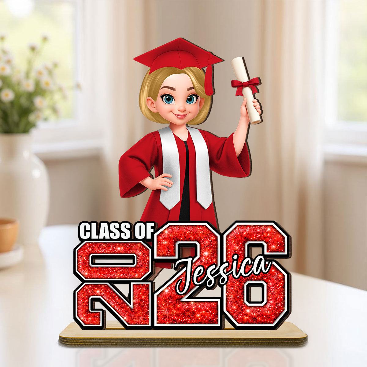 Senior Graduation Gift 2026 Glitter Effect - Personalized 2-Layered Wooden Plaque - Graduation Gift For Seniors, Daughter, Son, Grandkids