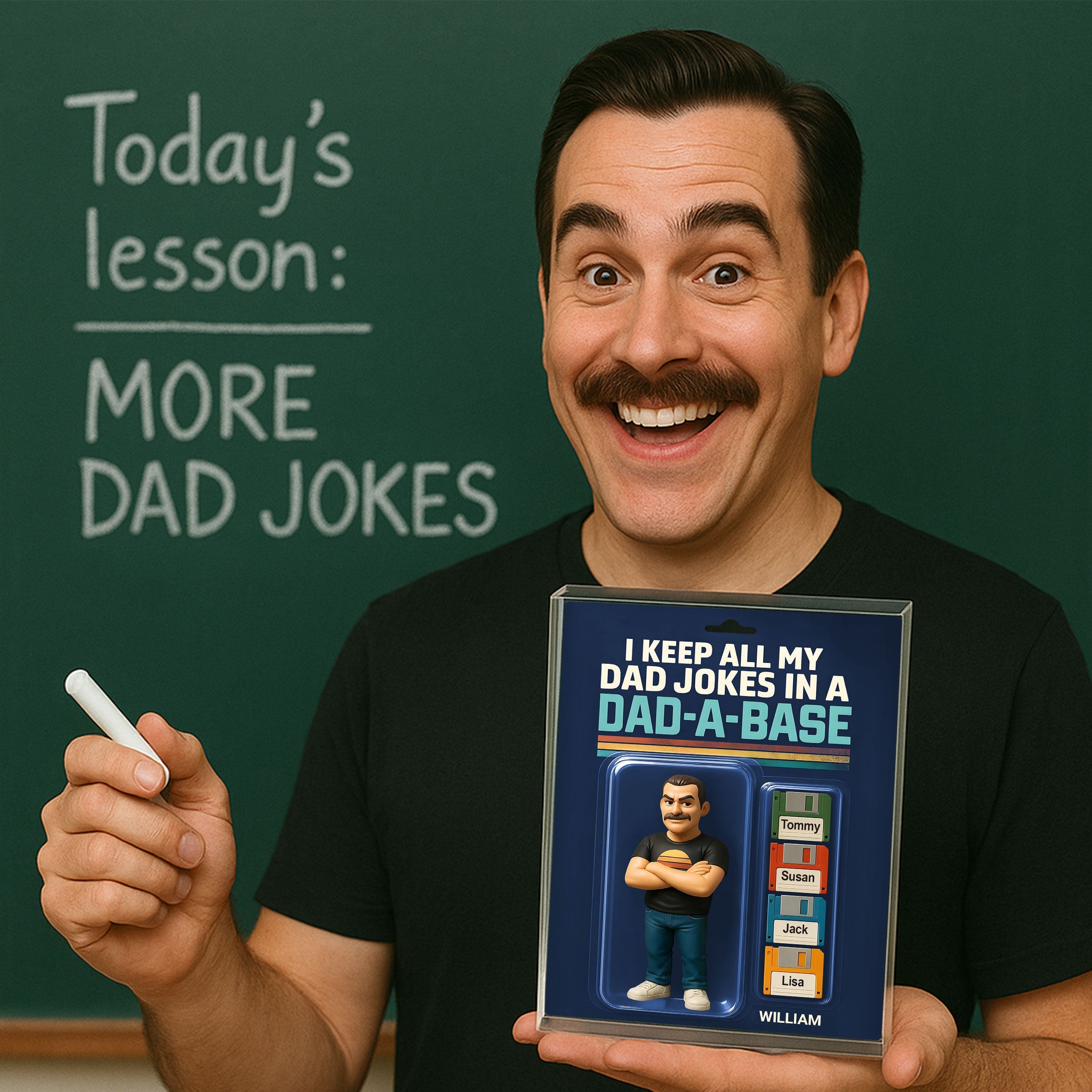 I Keep All My Dad Jokes in a Dad-a-base Custom Action Figure Personalized Acrylic Block Plaque, Funny  Gift for Dad