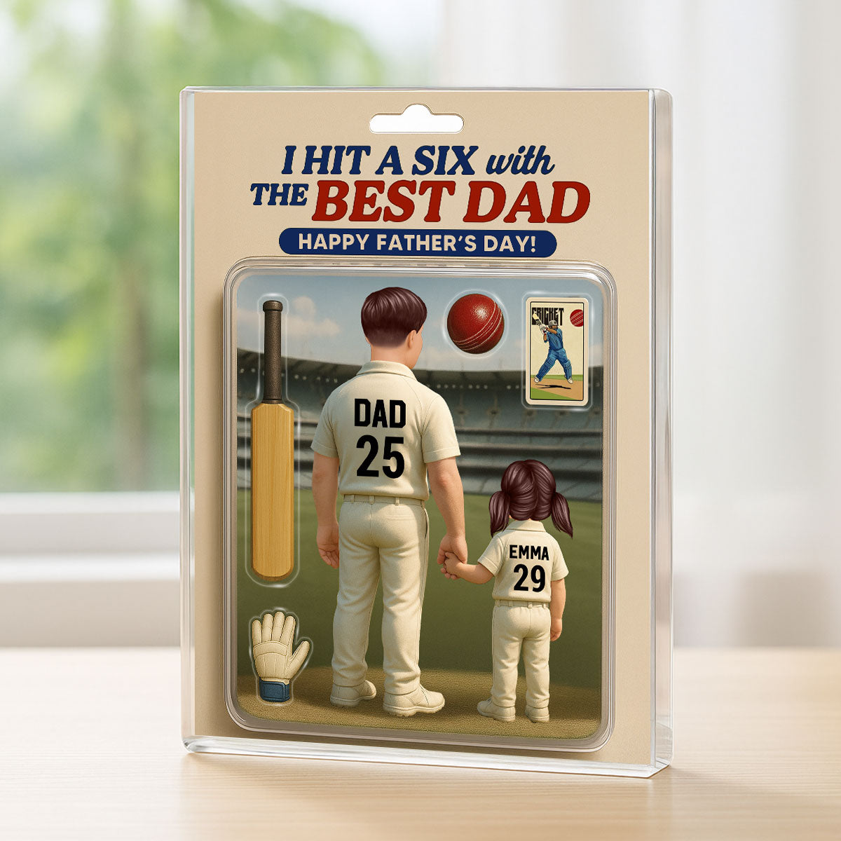 Hit A Six With The Best Dad Cricket Dad - Personalized Acrylic Block Plaque -  Gift
