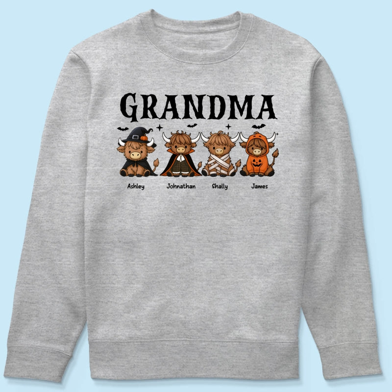 Halloween Highland Cow Grandma Personalized Shirt