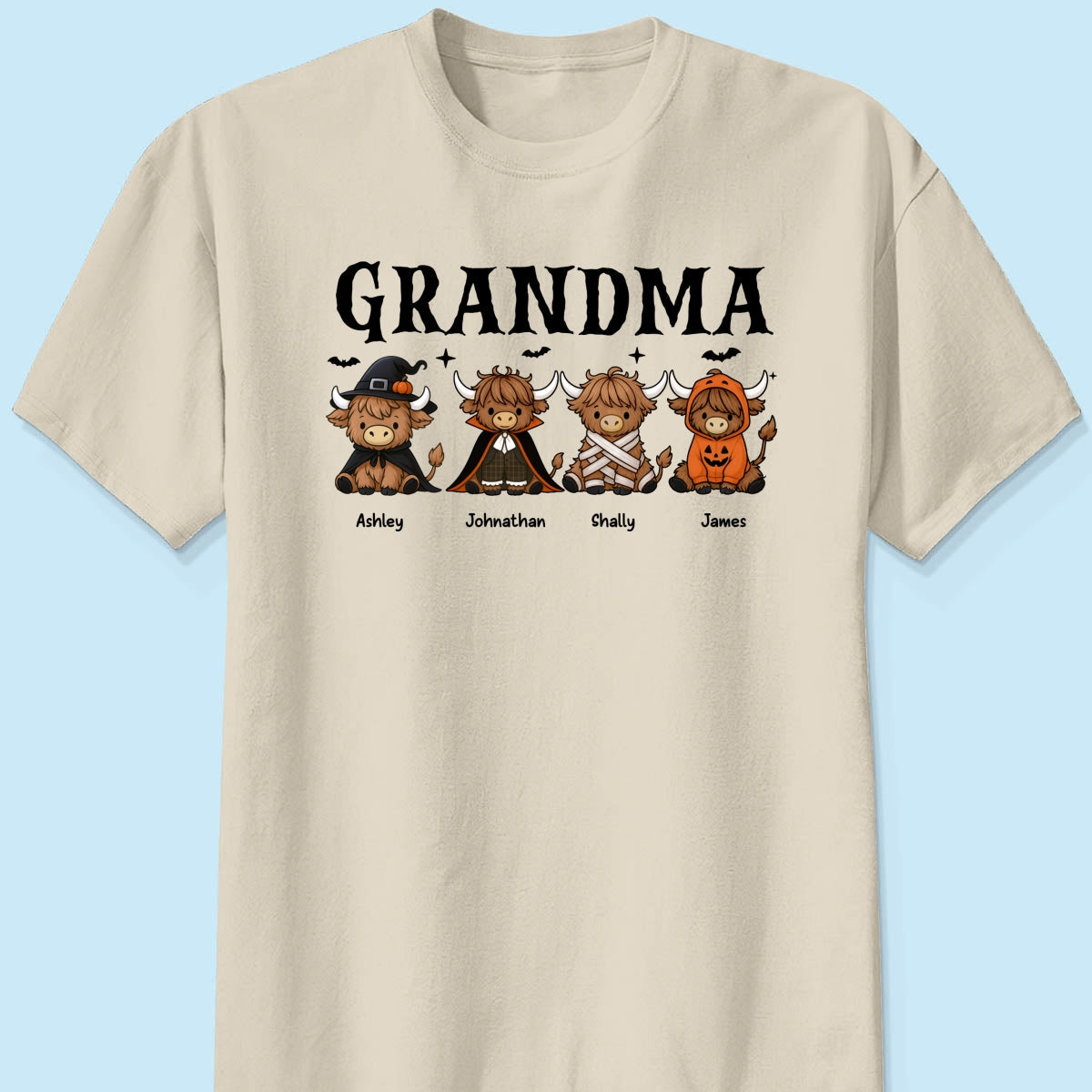 Halloween Highland Cow Grandma Personalized Shirt