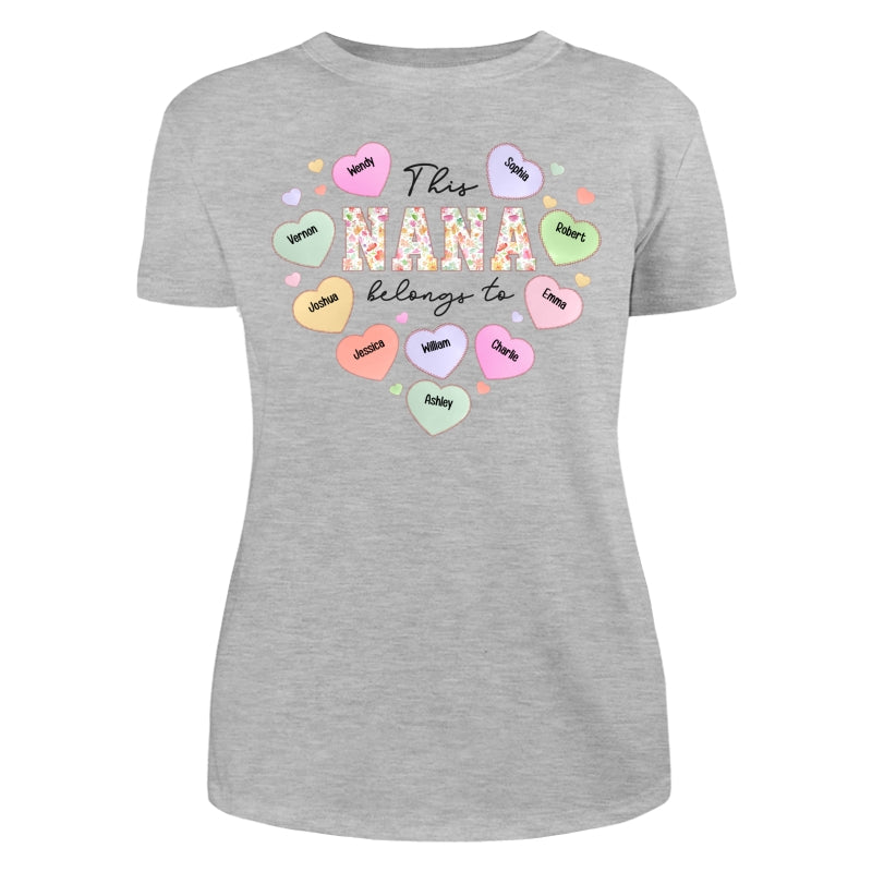 This Grandma Mom Belongs To Heart Shape Personalized Shirt