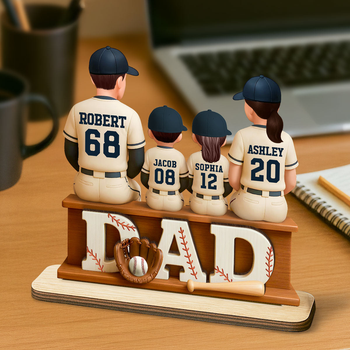 Personalized Baseball Theme Standing Wooden Plaque,  Gift for Baseball Dad, Gift for Husband