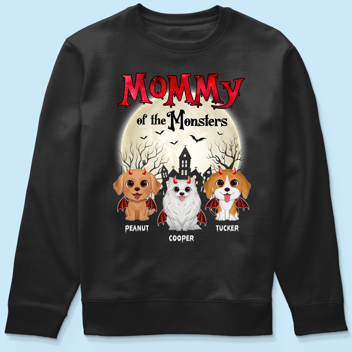 Mommy Of The Monsters Halloween Watercolor Cute Dogs Cats - Personalized Shirt