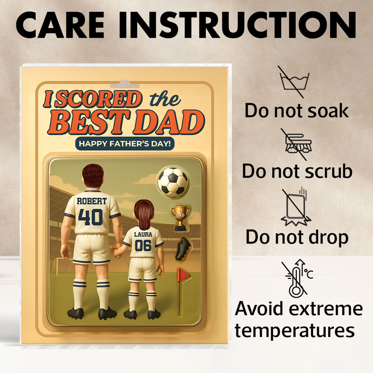 I Scored The Best Dad Soccer Custom Figure Personalized Acrylic Block Plaque,  Gift for Dad, Gift for Husband