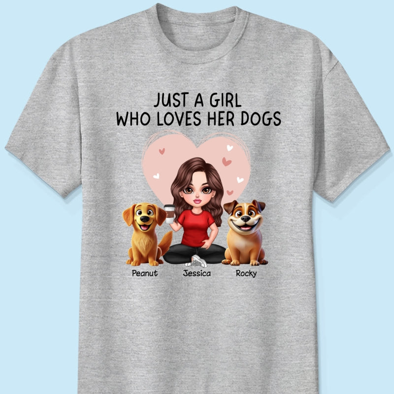 Just A Girl Who Loves Her Dogs Realistic Cartoon Dogs Personalized Shirt,  Gift For Dog Lover