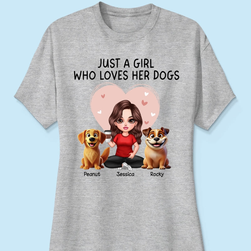 Just A Girl Who Loves Her Dogs Realistic Cartoon Dogs Personalized Shirt,  Gift For Dog Lover