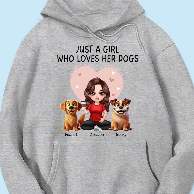 Just A Girl Who Loves Her Dogs Realistic Cartoon Dogs Personalized Shirt,  Gift For Dog Lover