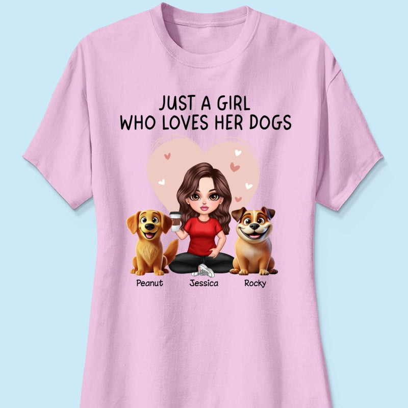 Just A Girl Who Loves Her Dogs Realistic Cartoon Dogs Personalized Shirt,  Gift For Dog Lover