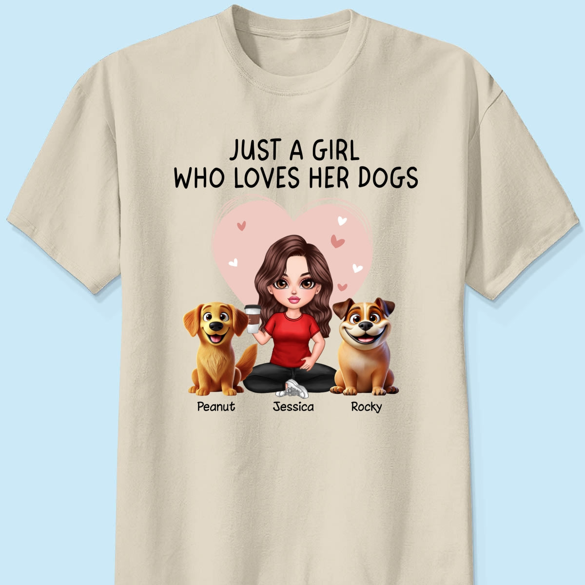 Just A Girl Who Loves Her Dogs Realistic Cartoon Dogs Personalized Shirt,  Gift For Dog Lover