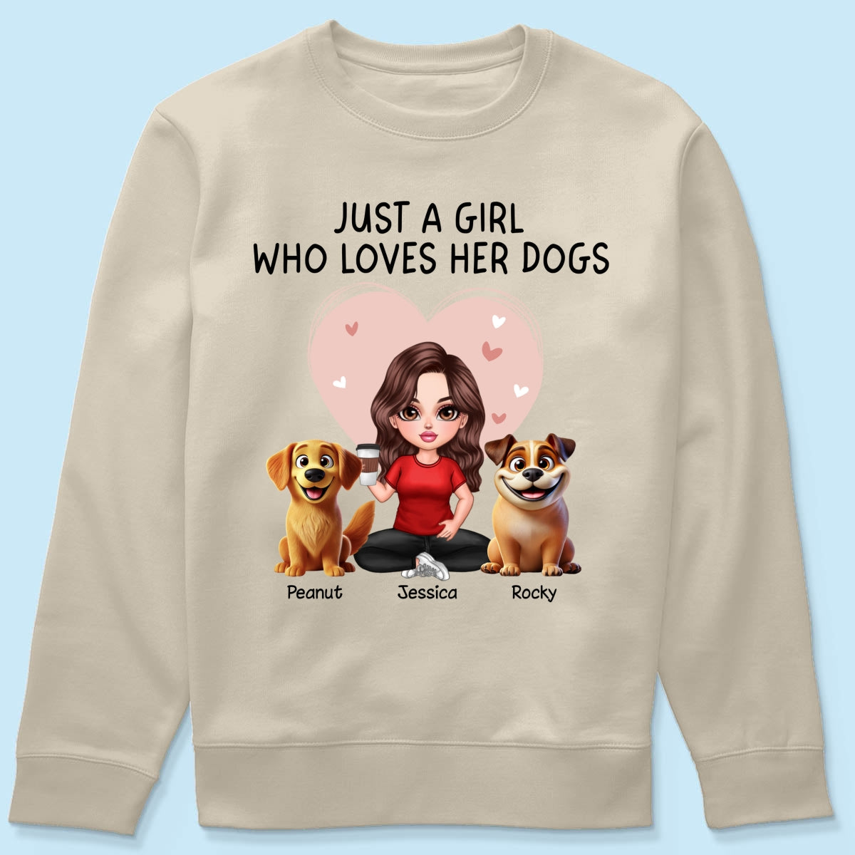 Just A Girl Who Loves Her Dogs Realistic Cartoon Dogs Personalized Shirt,  Gift For Dog Lover