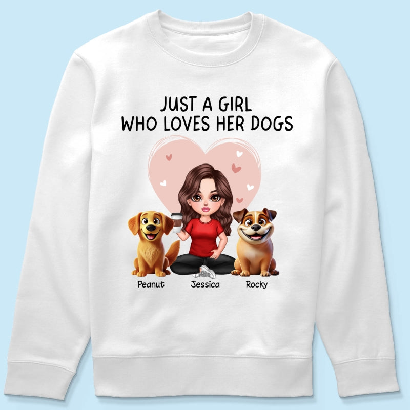 Just A Girl Who Loves Her Dogs Realistic Cartoon Dogs Personalized Shirt,  Gift For Dog Lover