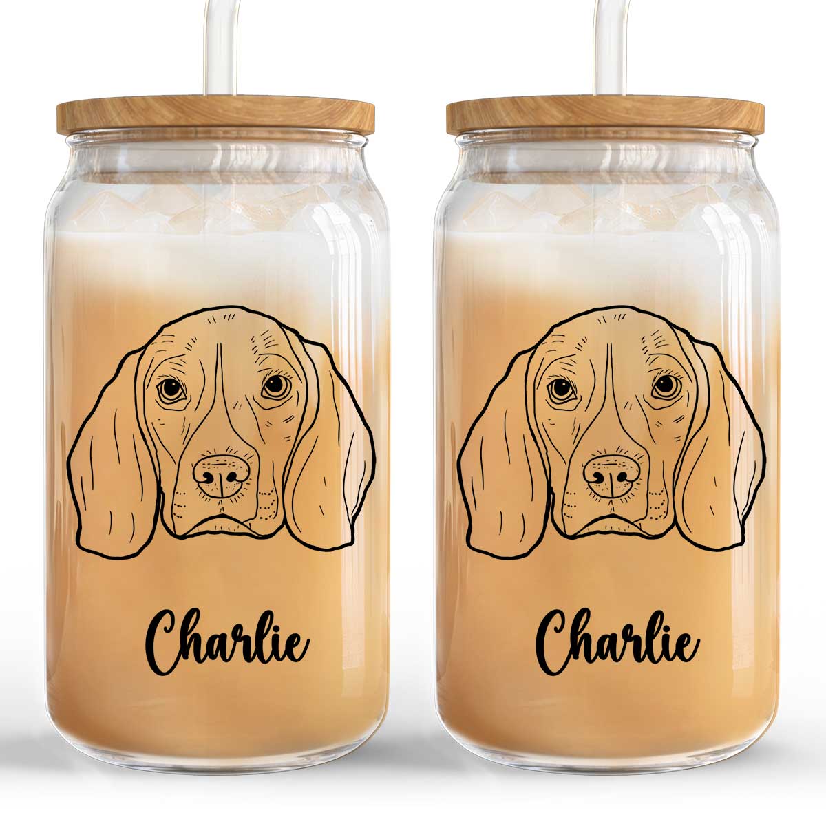 Gift For Dog Mom Dog Lover Dog Outline Personalized Clear Glass Can