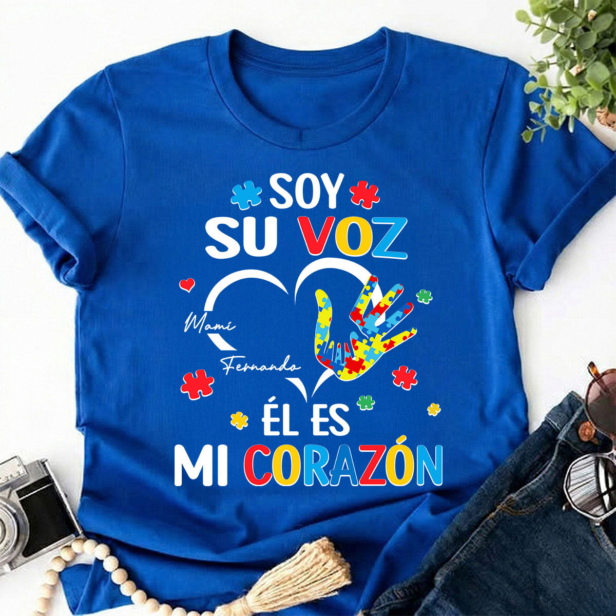 Soy Su Voz l Es Mi Corazn I'm His Voice He's My Heart - Personalized Shirt - Spanish Ver Autism Awareness