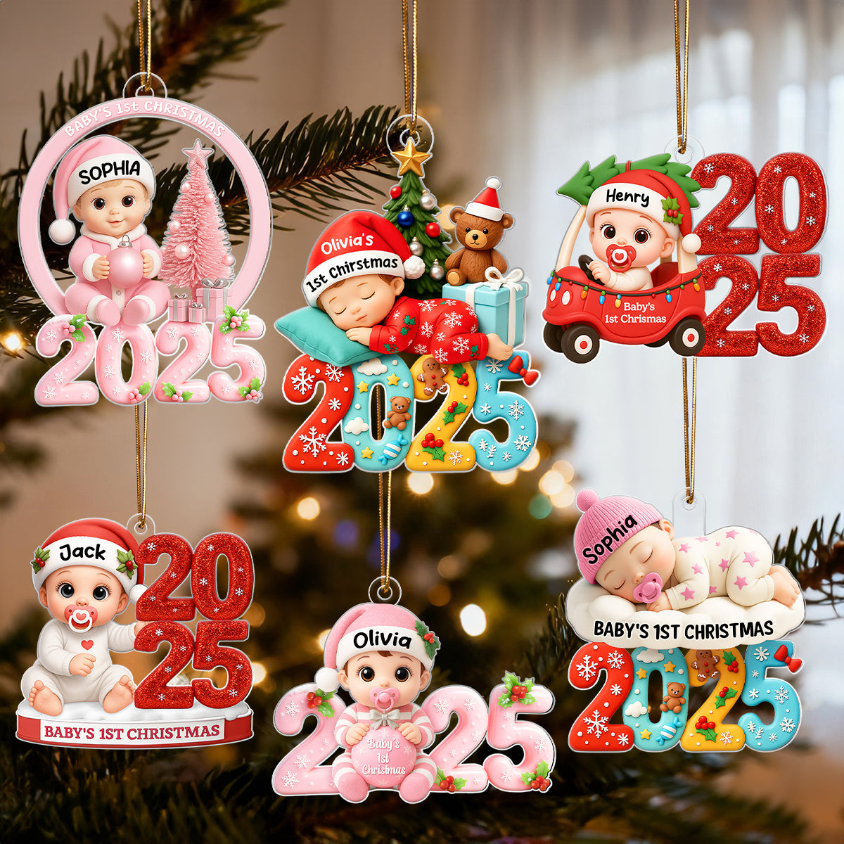 Baby's 1st Christmas 2025 - Personalized Acrylic Ornament - Unique Christmas Gift For New Parent, Newborn Keepsake