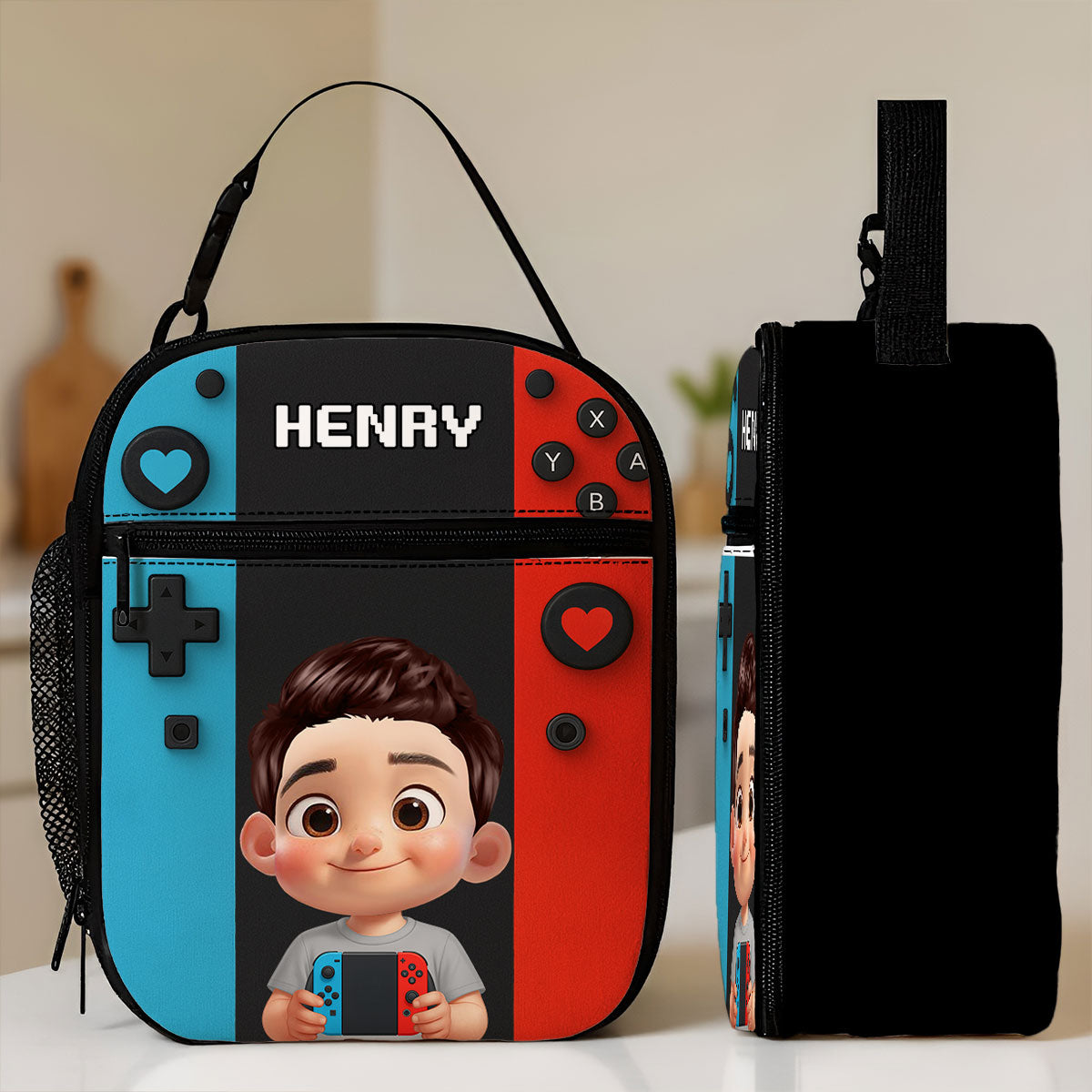 For Boys Girls, Game Lunch Bag for School - Personalized Insulated Lunch Bag
