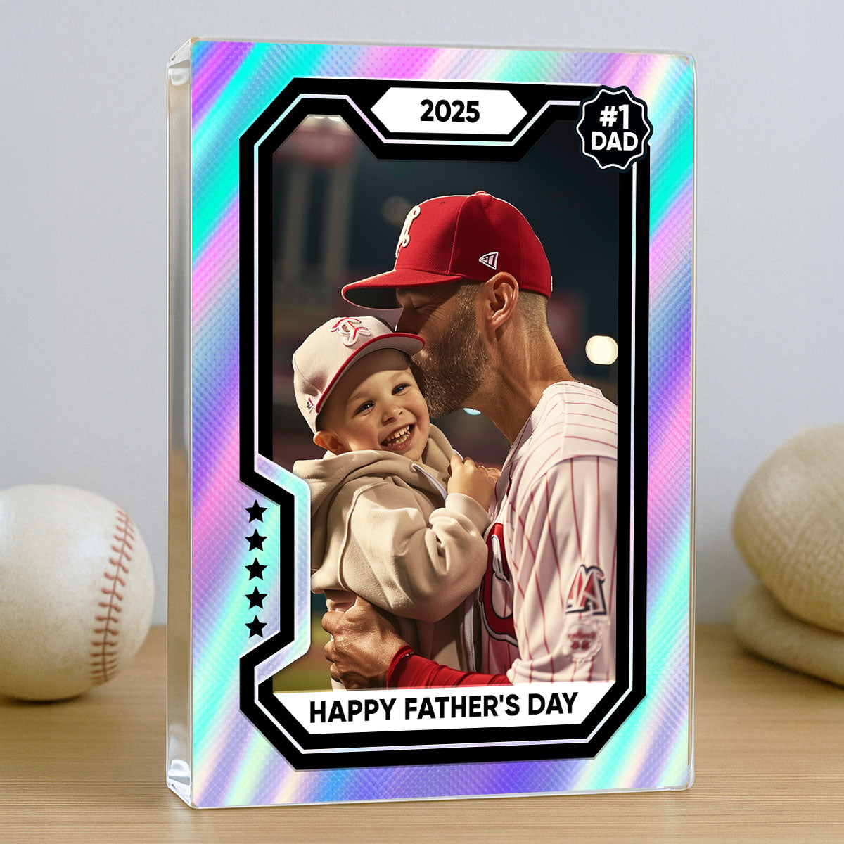 Premium Baseball Card Personalized Acrylic Block Plaque,  Gift for Dads, Gift for Husband