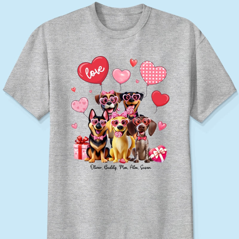 Personalized  Heart Balloon Shirt For Dog Mom, 3D Cute Dogs