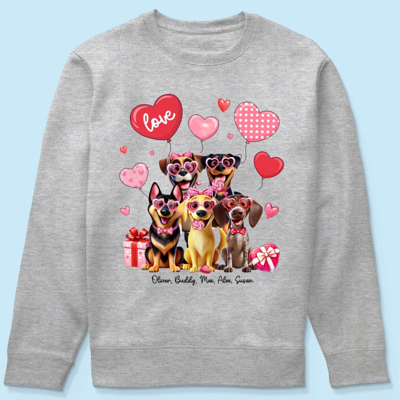 Personalized  Heart Balloon Shirt For Dog Mom, 3D Cute Dogs