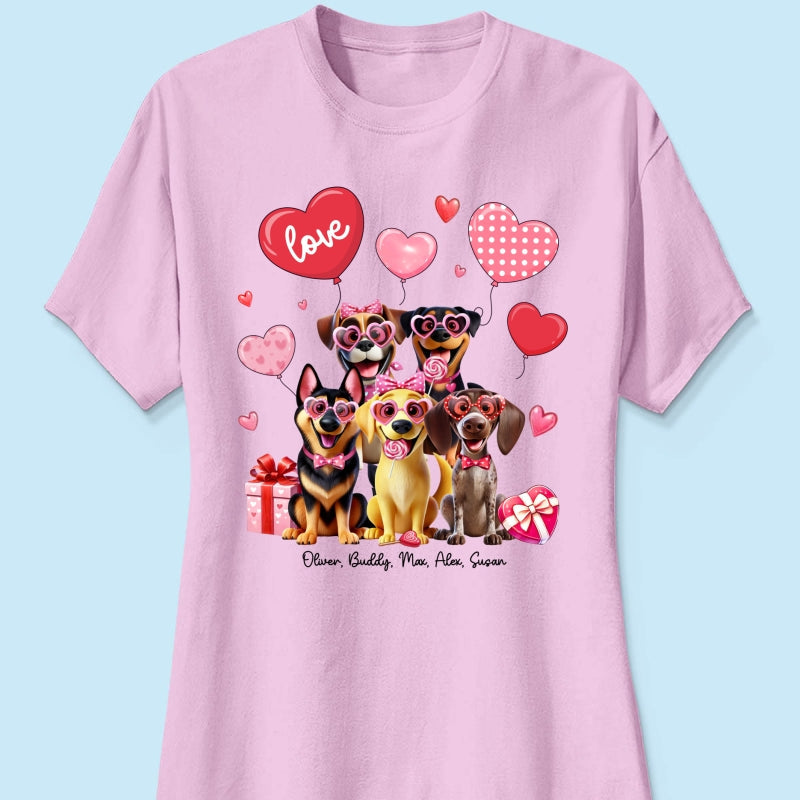 Personalized  Heart Balloon Shirt For Dog Mom, 3D Cute Dogs