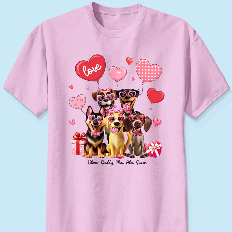 Personalized  Heart Balloon Shirt For Dog Mom, 3D Cute Dogs