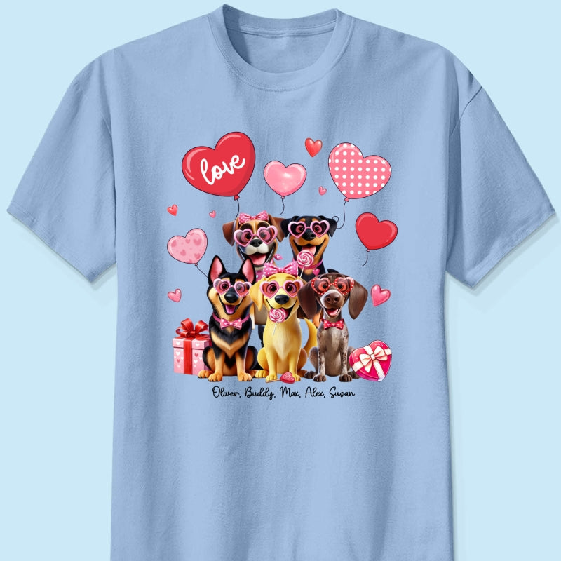 Personalized  Heart Balloon Shirt For Dog Mom, 3D Cute Dogs