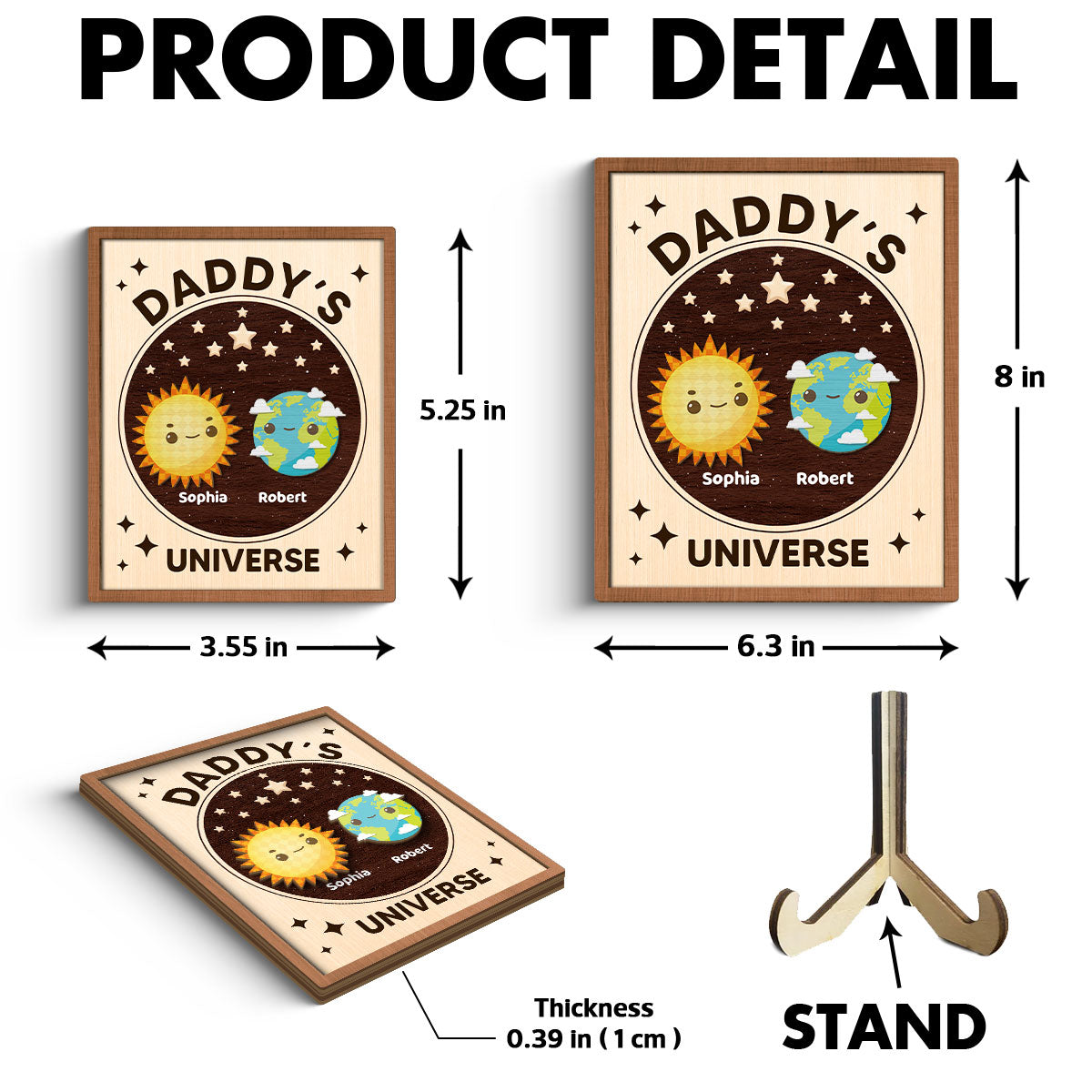 Daddy's Universe  Gift Personalized 2-Layer Wooden Plaque