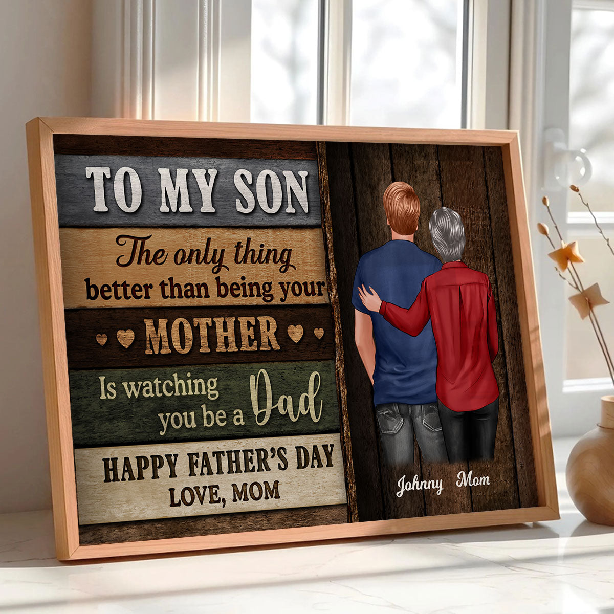 Colored Wood Pallets To My Son From Dad Mom Happy Father's Day Personalized Poster, Heartfelt Father's Day Gift For Son