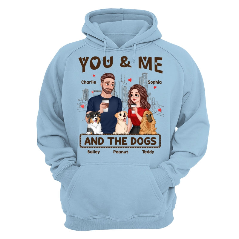 You Me & The Dog Cartoon Couple Hand In Hand Personalized Shirt