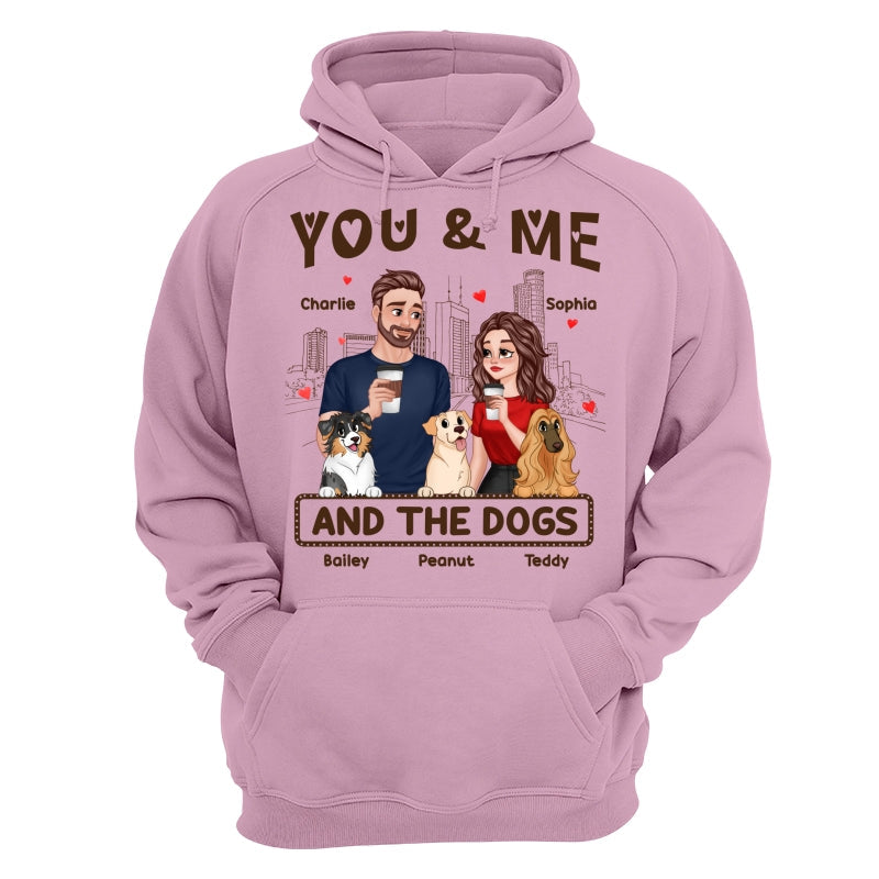 You Me & The Dog Cartoon Couple Hand In Hand Personalized Shirt